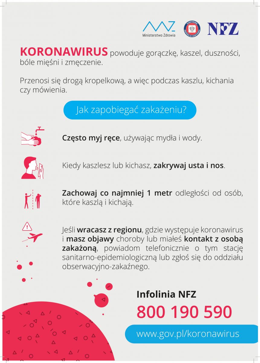 plakat koronawirus jak zapobiegać zakażeniu